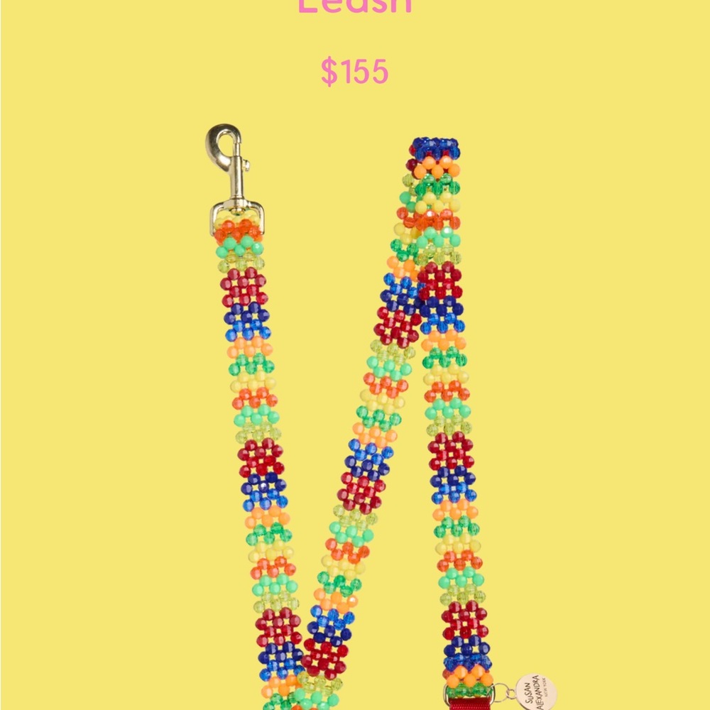 Susan Alexandra Multicolor Beaded Dog Leash “Play Date” New